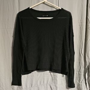 rag & bone Black Ribbed Long Sleeve Top